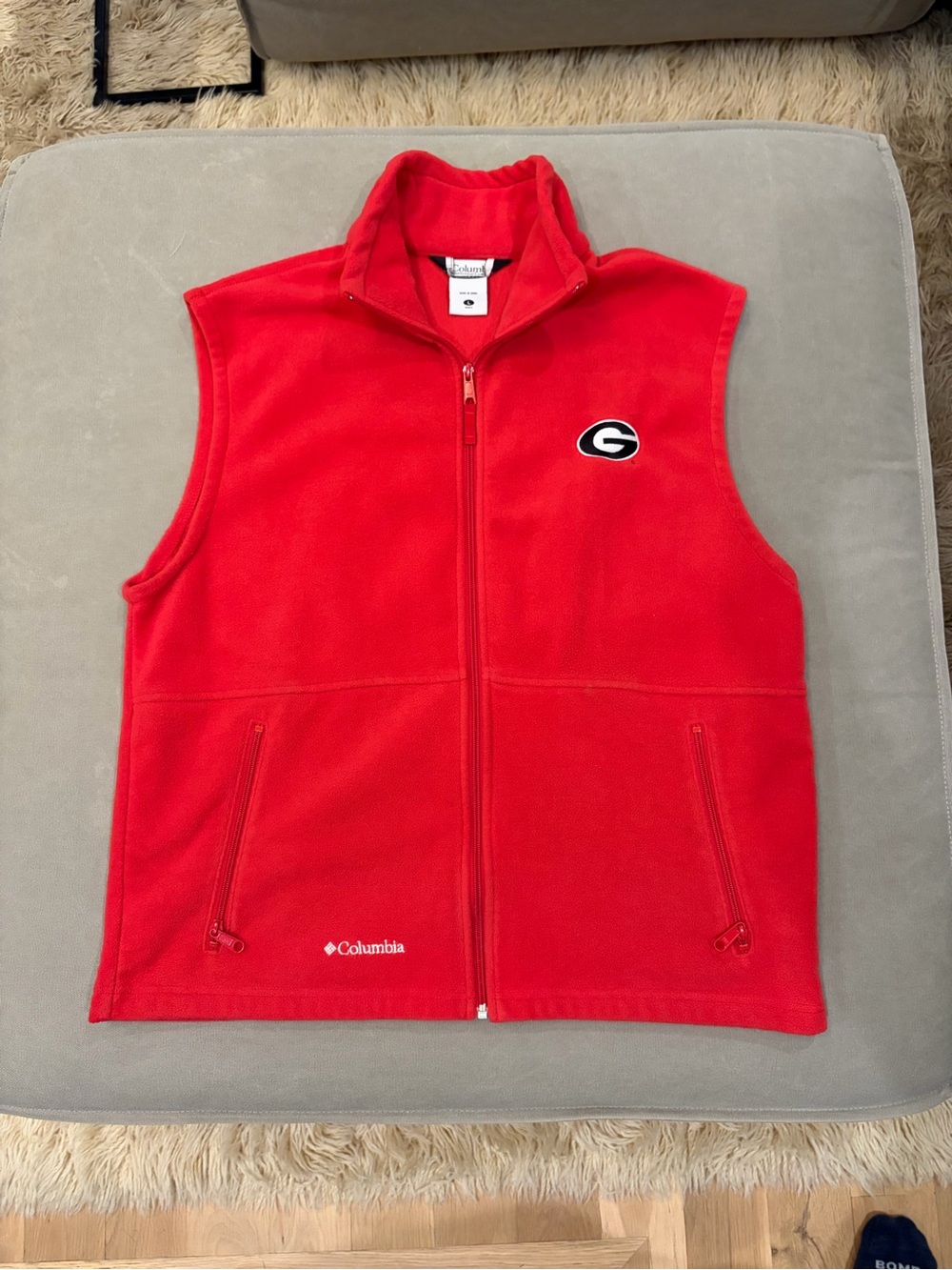 Columbia Georgia Bulldogs UGA Fleece Vest Men’s Large Red Full Zip
